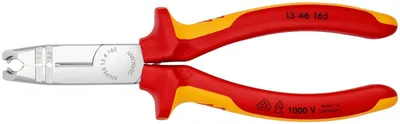 Produktbild von KNIPEX 13 46 165 SB Abmantelungszange isoliert mit Mehrkomponenten-Hüllen, VDE- verchromt 165 mm (SB-Karte/Blister)