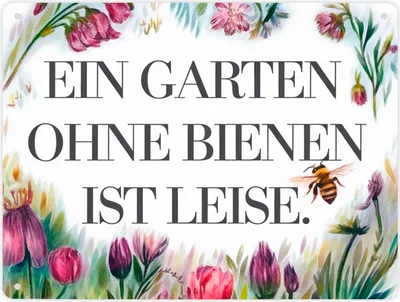 Produktbild von Garten ohne Bienen ist leise Metallschild XL in 21x28 cm