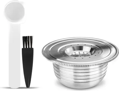 Obrázek produktu pro Kávové kapsle z nerezové oceli Plnitelné kávové kapsle s náhradním kartáčkem na lžičku pro kávovary Bialetti