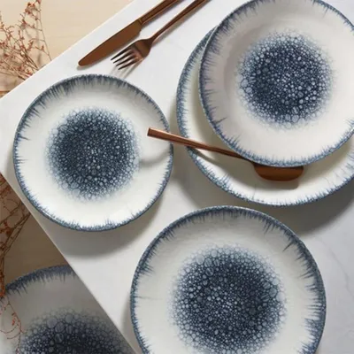 Zdjęcie produktu dla Zestaw naczyń Gural Antares, 24-częściowy, porcelana biało-niebieska, 25 cm, 21 cm, 20 cm, 14 cm