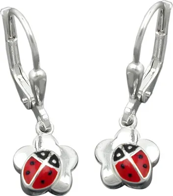 Produktbild von Ohrringe Ohrhänger Marienkäfer Kleeblatt 925 Silber Glückszeichen Ohrschmuck