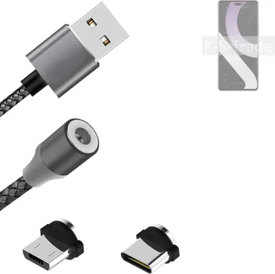 Produktbild von K-S-Trade Hochwertiges Magnet-Lade-kabel Sync-Kabel Daten-Kabel kompatibel mit Xiaomi Civi 2 mit USB-Typ-C-Anschluss und Micro-USB-Anschluss 2A bis zu