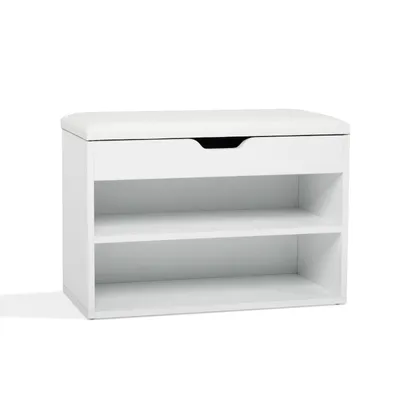 Produktbild von Mondeer Schuhbank mit Sitzfläche 60 x 30 x 43 cm Weiß