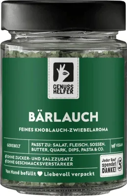 Produktbild von Bärlauch, geschnitten, Bärlauch für ein leckeres Bärlauchpesto, wilder Knoblauch getrocknet, 12g im Glas