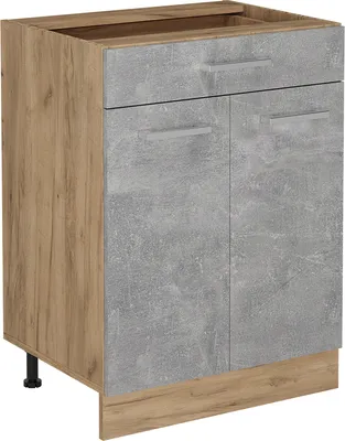 Produktbild von Küchenunterschrank Vicco R-Line Beton 60 cm mit Schublade, ohne Arbeitsplatte, Model 54024