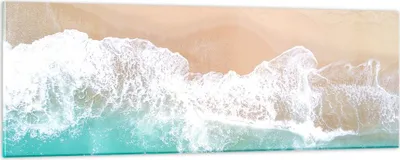 Produktbild von Bilder auf glas - Meer Welle Sand - 90x30cm - Glasbilder - Wandbilder - Kunstdruck - zum Aufhängen bereit - Wanddekoration aus Glas - Glas Bilder - Wandbild auf Glas - Einteilig - GAB90x30-3937