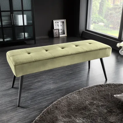 Produktbild von Design Sitzbank BOUTIQUE 100cm grün Samt schwarze Metallbeine