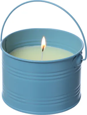 Duftkerze CITRONELLA - Echtwachs im Metalleimer - H: 8cm - gegen Stechmücken - hellblau