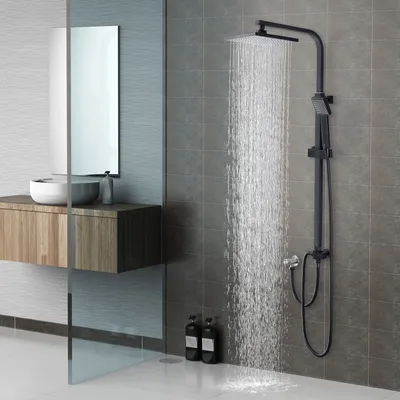 Produktbild von HOMELIVE Regendusche Duschsystem Edelstahl Duscharmatur Komplettset Set Duschstange mit brause Duschkopf mit Schlauch und Handbrause