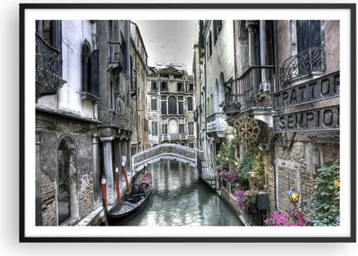 Produktbild von Gerahmtes Poster - Schwarzer Rahmen - Venedig Brücke Wasser - 100x70 cm - Wand Bild - Wanddeko - Wandbilder - Wandposter - Bilderrahmen - Bilder - Kunstdruck - Wandbild - P2BAA100x70-3522