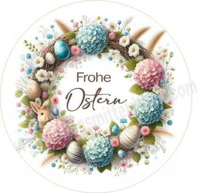 Produktbild von Ostern Kranz Osterhase Ostereier Tortenaufleger essbar in verschiedenen Größen bis 28 cm (A3) 15 cm