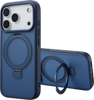Image de Accezz Ring Stand Backcover avec MagSafe pour l'Apple iPhone 17 Pro - Bleu