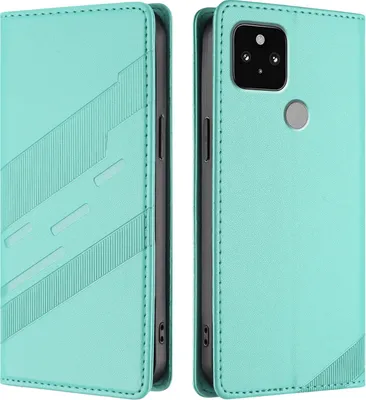 Produktbild von Hülle für Google Pixel 5, Kunstleder Brieftaschen Handyhülle mit Kartenfach und Standfunktion Türkis