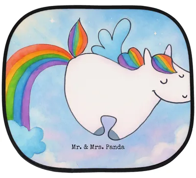 Produktbild von Mr. & Mrs. Panda Sonnenschutz Fenster Auto Einhorn Fliegendes Pferd Design - Weiß - Geschenk, seitenscheiben, Regenbogen, Sonnenblende, Unicorn, Spielen, Glitzer