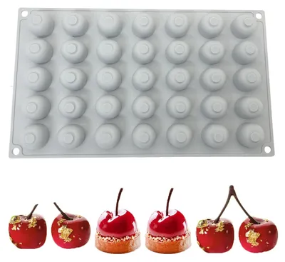 Obrázek produktu pro Silikonová forma na jahody - Forma na pečení ovoce - Forma na mousse - Forma na dorty - Dekorace - Potravinářský silikon