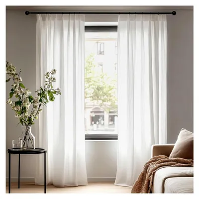 Produktbild von Gardinen mit Kräuselband halbtransparent Gardinenschal für das Wohnzimmer Voile Vorhang Lichtdurchlässig und elegant, 225x140cm (HöhexBreite), Weiß, 2er Set