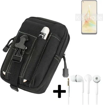 Produktbild von K-S-Trade Gürteltache + Kopfhörer kompatibel mit Oppo Reno8 T 4G Gürtel Tasche Holster Schutz Hülle Handy Hülle  schwarz inkl. Extrafächer