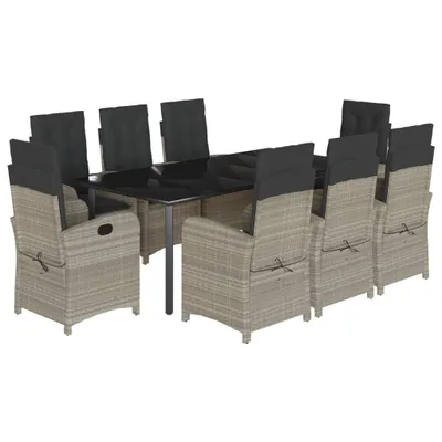 Produktbild von vidaXL 9-tlg. Garten-Essgruppe mit Kissen Hellgrau Poly Rattan