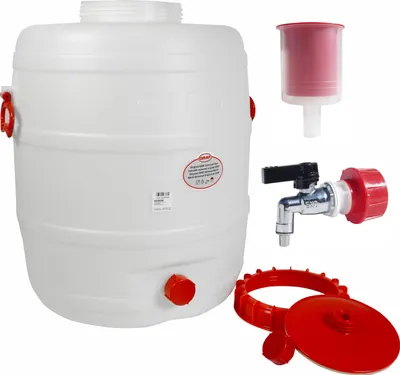 Produktbild von Graf Getränkefass Rund 80 Liter mit Messing Auslaufhahn 1/2" und Gärspund