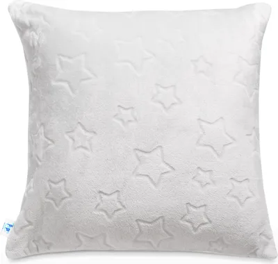 Produktbild von Pepi Fleece-Kissenbezug mit Sternen - 50x50 - Baby Kissen Dekokissen Kissenhülle Kopfkissenbezug für Kinderzimmer Kuschelkissen Stickerei - Grey