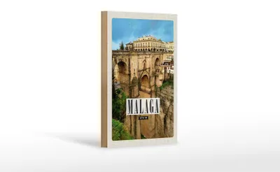 Produktbild von Holzschild Reise 12x18 cm Malaga spain Hafenstadt Urlaub Dekoration