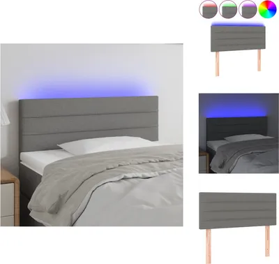 Image de vidaXL LED Tête de lit gris foncé 90x5x78/88 cm Tissu - Tête & Pieds de lit