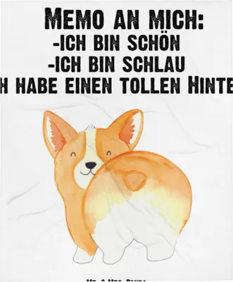 Produktbild von Mr. & Mrs. Panda Babydecke Corgi Po - Weiß - Geschenk, Schlummerdecke, Positiv, Fleecedecke, Hundeliebe, Süß, Plaid, Hund, Sprüche, Spruch, Schmusedecke, Erstlingsdecke