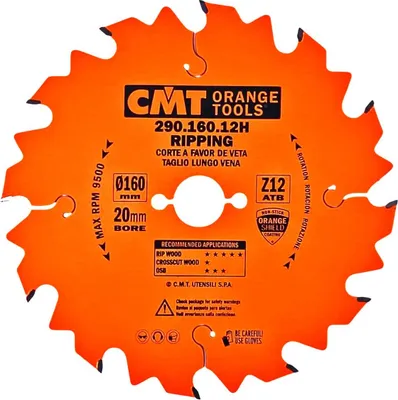Obrázok produktu pre CMT | Pilový kotúč na pozdĺžne rezanie ø160/20mm Z12 WZ/ATB