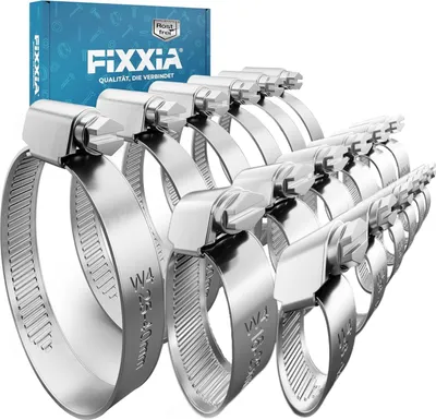 Produktbild von FIXXIA Schlauchschellen Edelstahl 3 Größen [8-40], je 6 Stück rostfrei