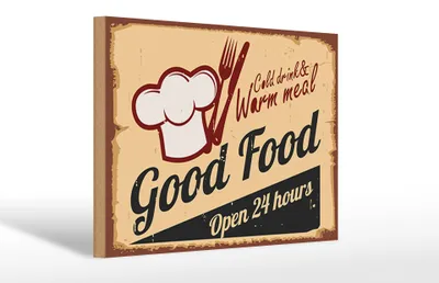 Produktbild von Holzschild Retro 30x20cm Cold drinks and warm meal