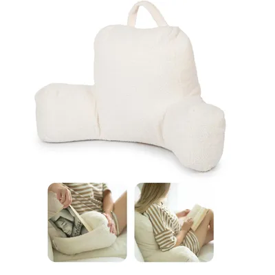 Produktbild von Rückenlehnenkissen Rückenstütze mit Armlehnen zum Lesen Fernsehen oder Entspannen, Lesekissen für Bett und Sofa mit Waschbar Bezug Bettauflage