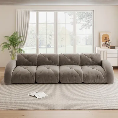 Productafbeelding van STILVORA: Modulaire bank zonder frame, extra groot voor 4 personen, comfortabele chenillestof, ideaal voor de woonkamer. Bank met antislipontwerp, geen montage nodig
