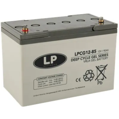 A single LP Batteries deep cycle gel battery is shown against a white background.