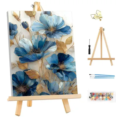 Image de Kit de peinture par numéros pour adultes, avec cadre, motif : fleur de lotus, dimensions : 25x35 cm