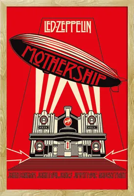 Produktbild von Led Zeppelin - Poster - Mothership Red + Wechselrahmen, Shinsuke® Maxi MDF Buche, Acryl-Scheibe