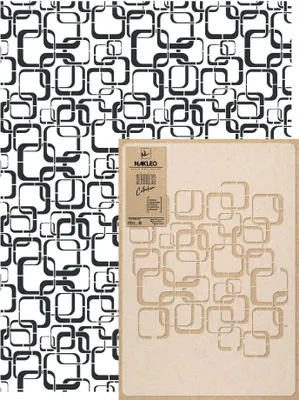 Produktbild von Wandschablone Groß Muster, Malschablone 59x95 cm Retro Quadratische Gerundet Wiederverwendbare Kunststoff, Geometrische Tapete Wandgestaltung