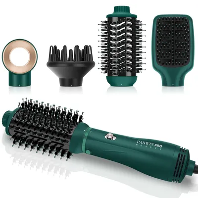 Obrázok produktu pre Sada Styler, fén na vlasy, fénová kefa, kulma so 4 nástavcami na sušenie, narovnávanie, objem a styling, iónová starostlivosť (zelená)