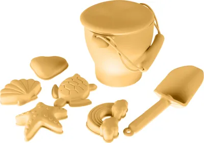 Produktbild von 8-teiliges Silikon Sandspielzeug Set, Senfgelb, BPA-frei, lebensmittelecht