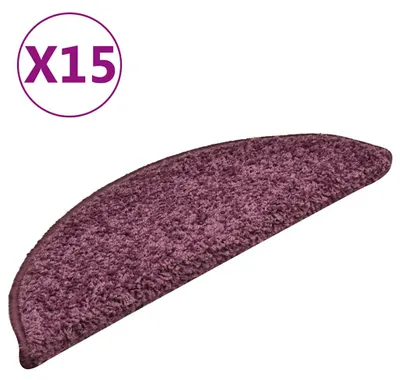 Obrázek produktu pro vidaXL Podložky na schůdky 15 ks 56x17x3 cm Tmavě fialová Půlkruhové rohože