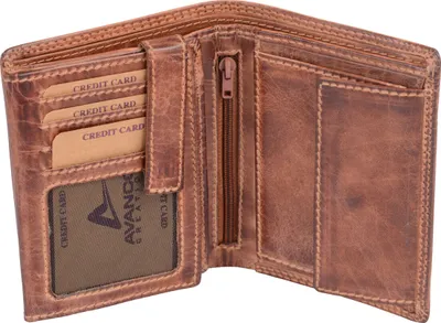 Produktbild von Herrenbörse Herren Geldbörse Leder Brieftasche Kombibörse , braun