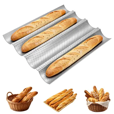 Baguette-Backblech, perforiert, antihaftbeschichtet, 4 Brote