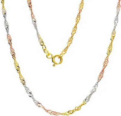 Produktbild von Kette Collier Singapur 2,4 mm breit echt Gold 333 (8 kt) tricolor 45 cm