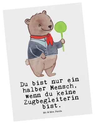 Produktbild von Mr. & Mrs. Panda Postkarte Zugbegleiterin Herz - Weiß - Geschenk, Ansichtskarten, Grußkarte, Fotokarte, bildkarte, Postkarten