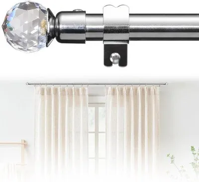 Produktbild von Kristallene Uitschuifbare Stangen für Schlafzimmer und Wohnzimmer, 76-117 cm, Silber, mit Beugeln