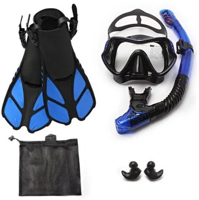 Image de Équipement de plongée pour adultes, masque panoramique, palmes, tuba étanche, S/M