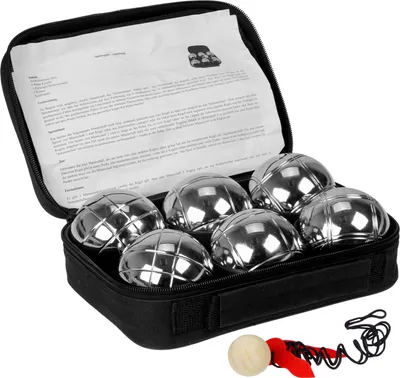 Produktbild von Boccia Kugeln Set, Boule Kugeln mit 6X Metall-Kugeln 73mm, 720g, 1x Holz-Kugel, 1x Abstandsmesser inkl. r Tragetasche, Petanque für Outdoor-Spiel Garten und Strand Spielzeug 2876