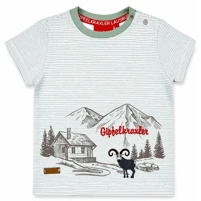 Produktbild von BONDI Jungen T-Shirt "Alpen" 91718 | Grün Weiß Gestreift Größe: 80