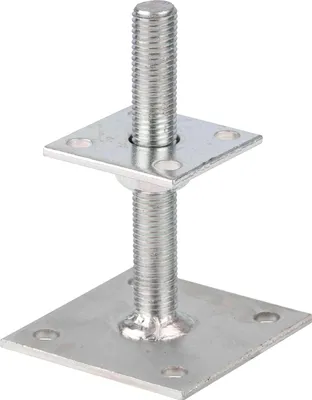 Obrázek produktu pro Alberts 4 x I-Pfostenträger, höhenverstellbar 30 - 150 mm, Platte 150 x 150 mm, galvanisch verzinkt, dickschichtpassiviert, zum Aufschrauben
