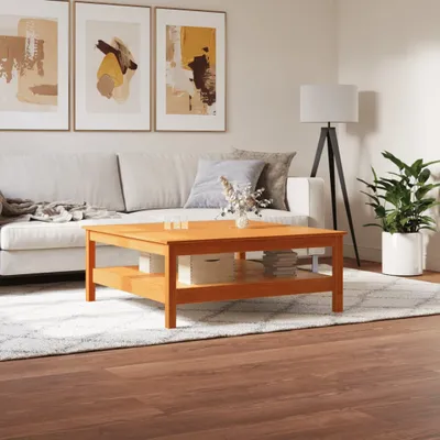 Zdjęcie produktu dla Maison Exclusive – stolik kawowy w kolorze brązowym 100 x 100 x 40 cm, lite drewno sosnowe