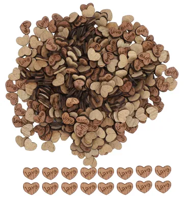Produktbild von 300 Stück Konfetti in Herzform aus Holz, Naturmaterialien, Bastelideen, DIY-Ornamente, Valentinstag, Hochzeitsdekoration